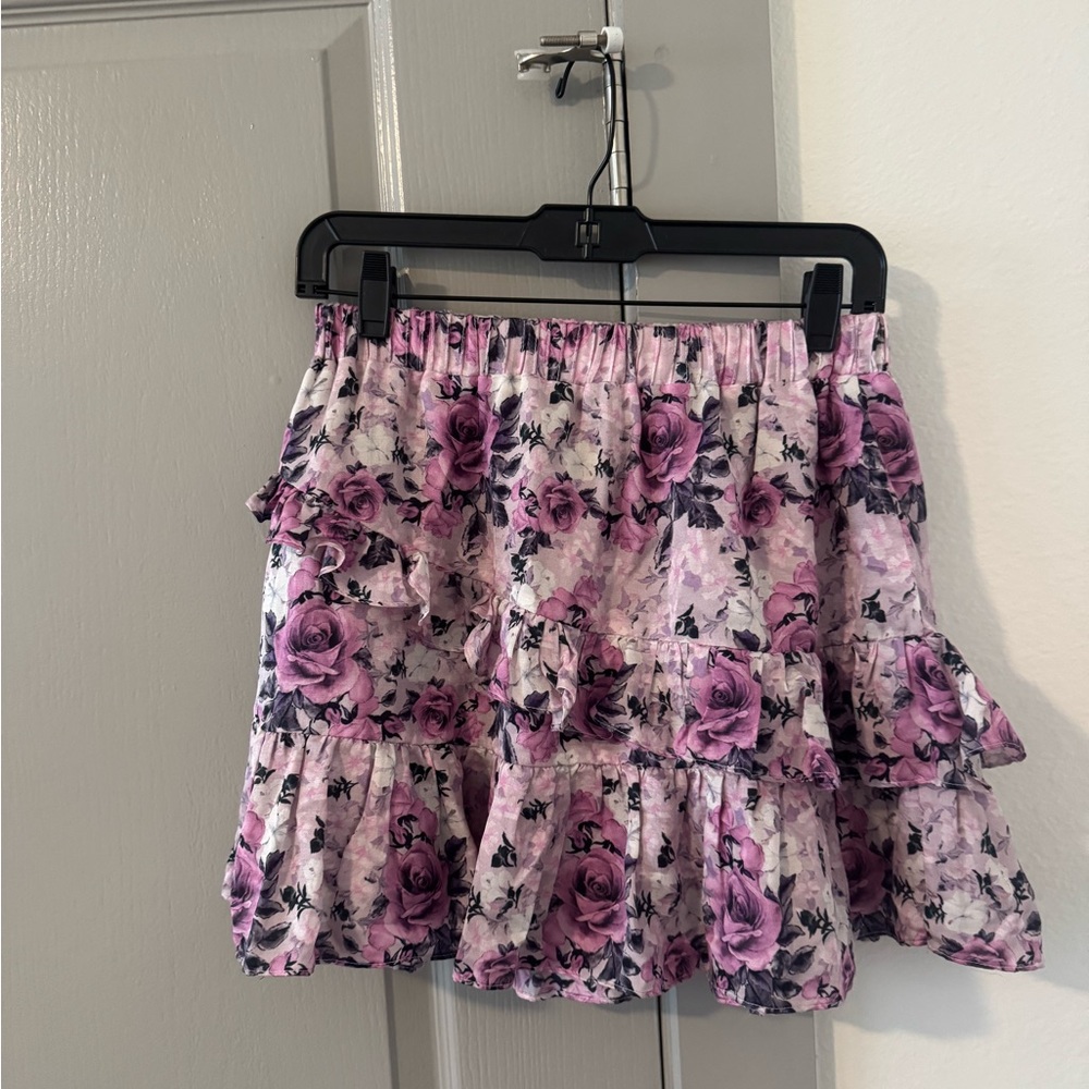 Chic Loveshackfancy Floral Ruffle Mini Skirt